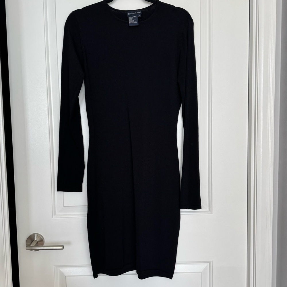 Tristan & Iseut Little Black Dress LBD Longsleeve Knit Women’s Size Small
